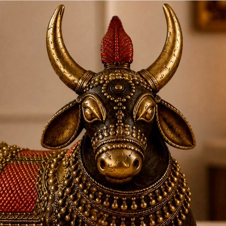 Handcrafted Brass Dhokra Royal Nandi Bull Sculpture